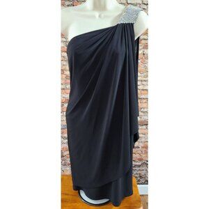Cache Sexy Little Black One Shoulder Dress Rhinestones Cocktail Party Women's 2